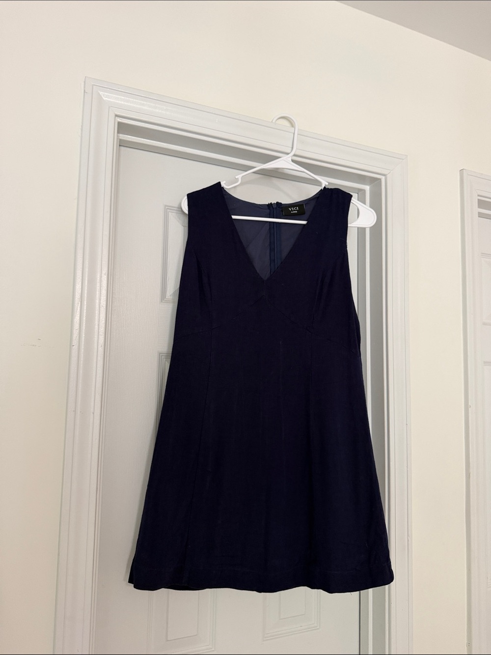 Vici Sleeveless V-Neck Dark Navy Mini Dress